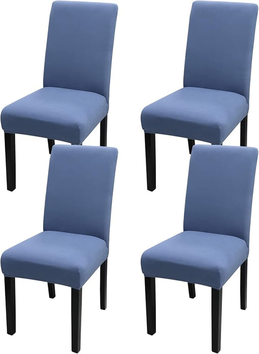 JQinHome 4 Pcs Dining Chair Slipcover, High Stretch Removable Washable Chair Seat Protector Cover for Home Party Hotel Wedding Ceremony