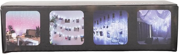 4 x Fairy Lights Battery Operated, Silver Wire Chains 8 Mode 5M 50 LEDs Timer String Lights with Remote Control for Bedroom Christmas Party Wedding Decoration