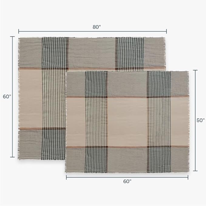 Outer Bug Shield Outdoor Throw Blanket w/Insect Shield Repellent Gear Technology- Lightweight Insect-Repellent Outdoor Blanket, Camping, Picnic & Beach Blanket, Striped Plaid, 50”W x 60”