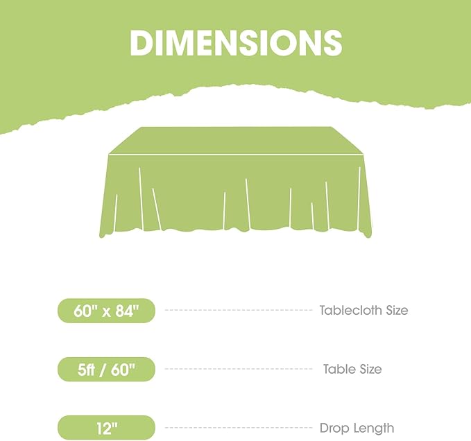Pureegg Rectangle Table Cloth 60" x 84" – Durable Polyester Tablecloth Offers Reusable & Washable Protection, Ideal for Outdoor Party, Picnic, Wedding, Banquet and Birthday, 9 Pack, White