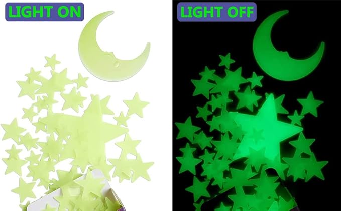 Brite Glow in The Dark Stars for Ceiling Kit - 3 Assorted 3D Plastic Star Stickers - Wall Stickers, Kids Room Decor, Fun Ceiling Decor - Starry Night Boy & Girl Stocking Stuffer Fun