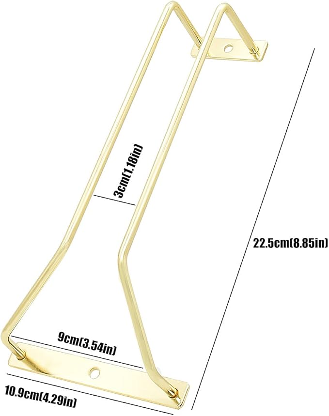 8.8-Inch Gold Wine Glass Rack, Under Cabinet Wine Glass Holder Stainless Steel Stemware Rack - Hanging Stemware Holder for Cabinet Kitchen Bar, Set of 3