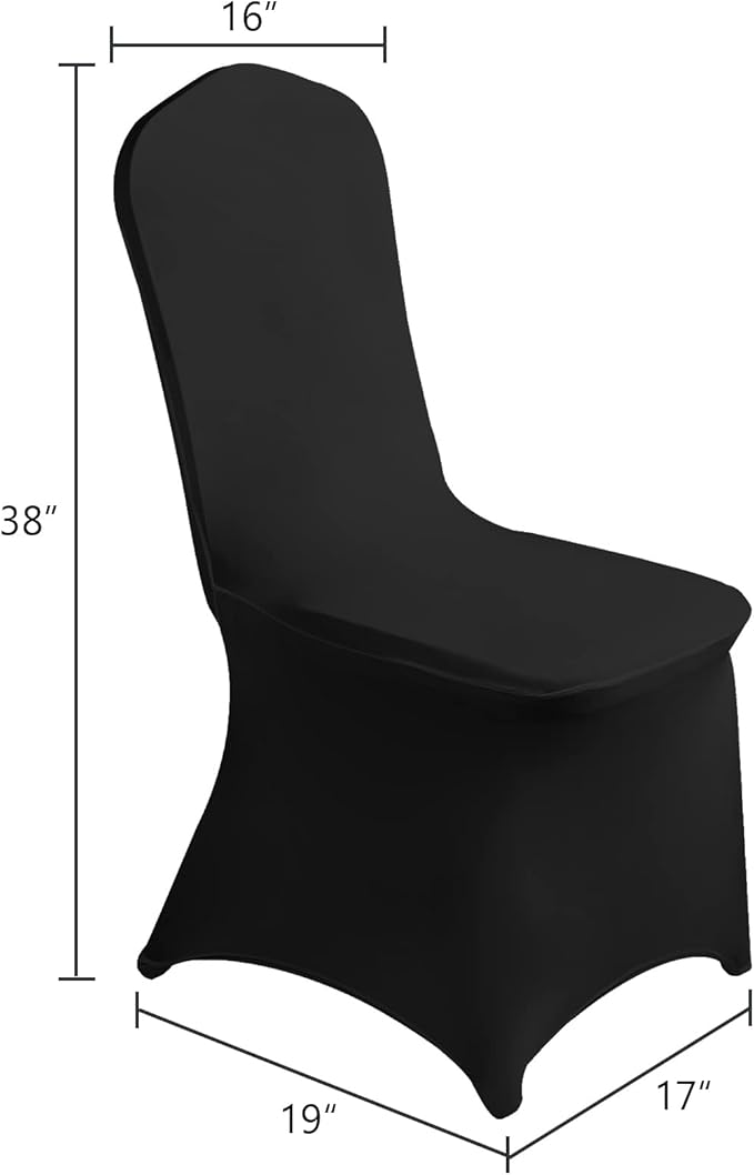 SUPERO Waterproof Spandex Chair Cover 25PCS, Stretch Dining Chair Covers, Polyester Outdoor Chair Covers, Protector Stretch Chair Cover for Party Universal, Banquet, Wedding Event, Hotel(Black)
