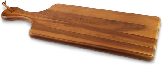 AIDEA Acacia Wood Cutting Board with Handle, Wooden Cheese Board Charcuterie Boards for Bread, Meat, Fruits, Cheese and Serving, Food Serving Tray for Kitchen, 17 x 6 inch