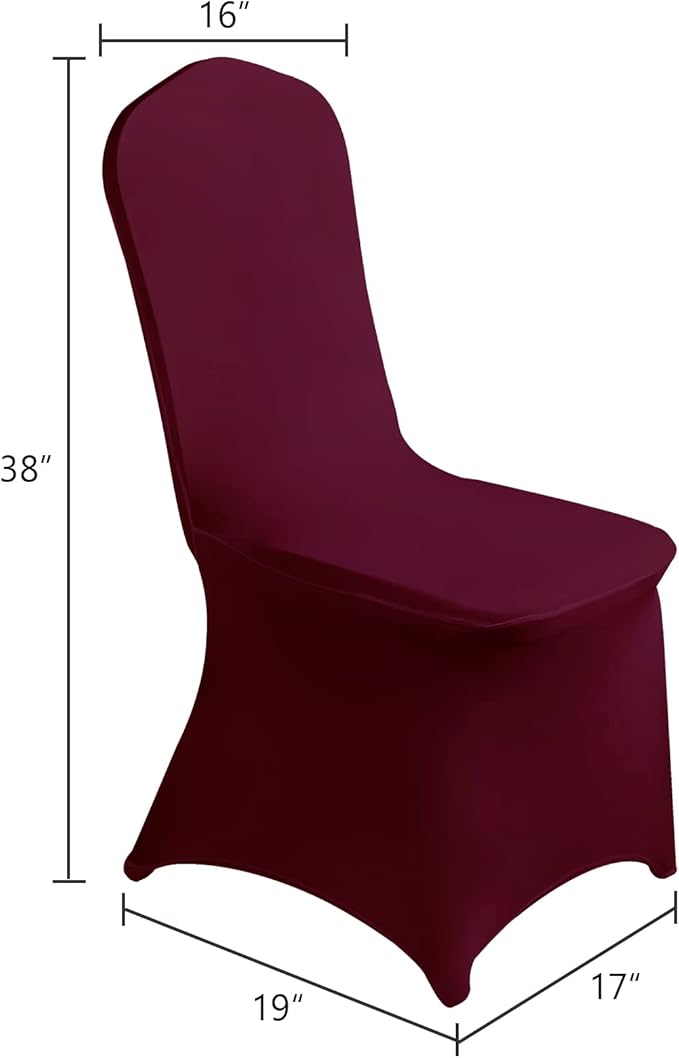 SUPERO Burgundy Chair Cover, 12PCS Waterproof Stretch Polyester Spandex, Universal Fit Protector for Dining, Outdoor, Party, Banquet, Wedding Event, Hotel