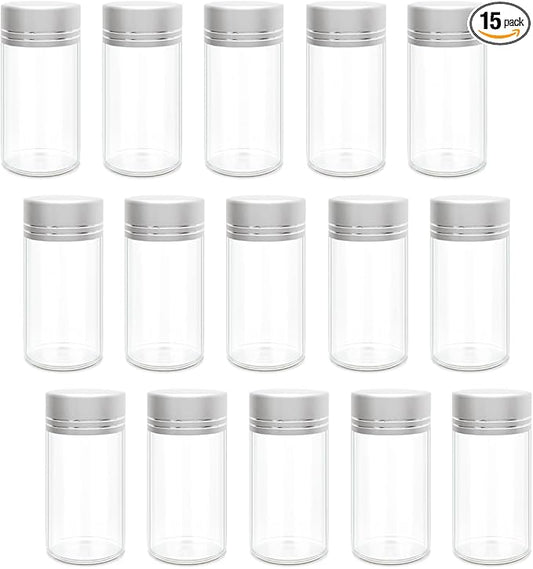 15 pcs 25 ml Glass Storage Jars with Lids,Glass Decorative Bottles(0.84 oz-1.18x2.36 inch)