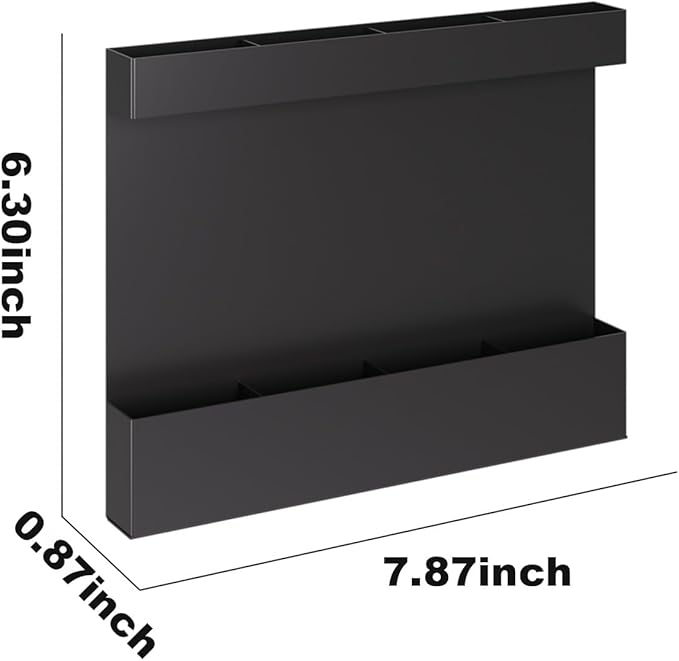 Magnetic & Adhesive Straw Organizer – Carbon Steel Utensil Holder for Reusable Straws, Chopsticks & Stirrers – Wall or Fridge Mount, Space-Saving Black Storage Rack