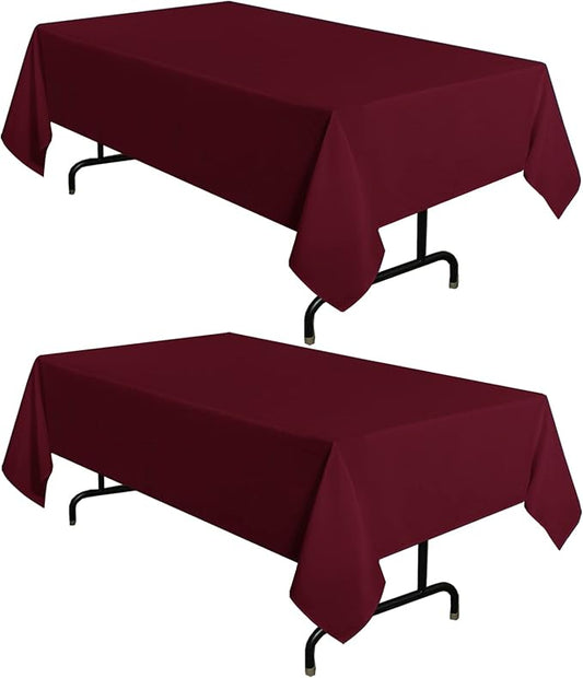 sancua 2 Pack Burgundy Tablecloth 60 x 102 Inch, Rectangle 6 Feet Table Cloth - Stain and Wrinkle Resistant Washable Polyester Table Cover for Dining Tables, Buffet Parties and Camping