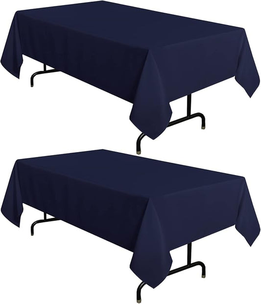 sancua 2 Pack Navy Tablecloth 54 x 78 Inch, Rectangle 4 Feet Table Cloth - Stain and Wrinkle Resistant Washable Polyester Table Cover for Dining Tables, Buffet Parties and Camping