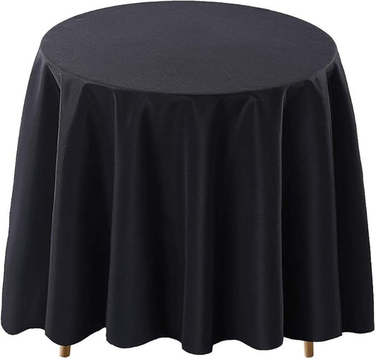 Surmente Black Tablecloth for Round Tables, 90-inch Round Table Cloths for Weddings, Banquets, or Restaurants
