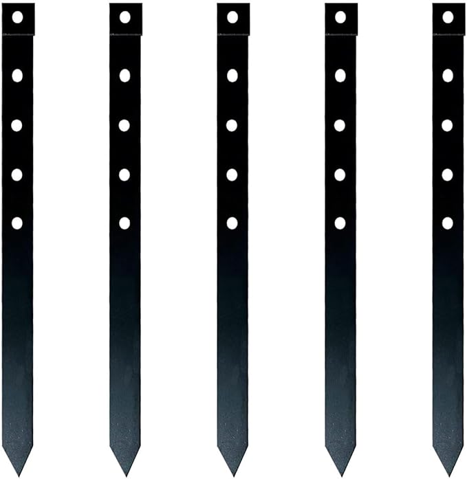 24Pcs Metal Garden Landscape Edging Stakes Black,10in anchoring Stakes Landscape Anchoring Spikes for Terrace Board, Grass Barrier, Landscape Edging Coil, Garden Liner, Bender Board