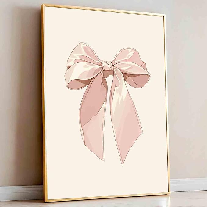 Vlolvfe Pink Bow Pictures Watercolor Bow Picture Bows Poster Light Pink Bows Poster Preppy Coquette Posters Trendy Aesthetic Wall Art Girly Room Decor 16x24inch No Frame