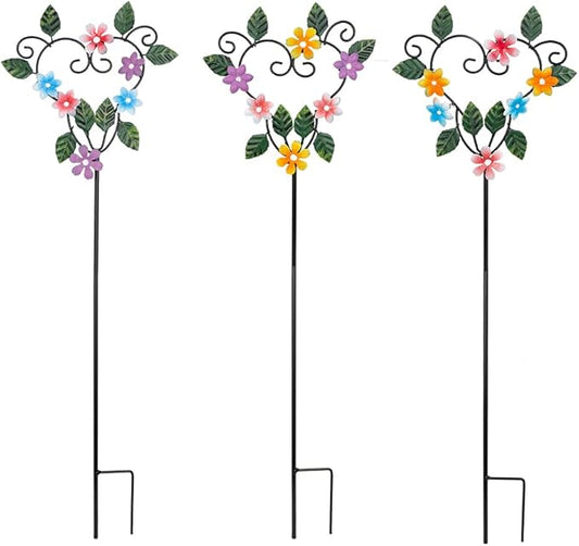 Metal Flowers Decorative Garden Stakes, 22.1 ''H Heart Shape Metal Flowers for Outside Yard Art Garden Stakes,Spring Outdoor Decor Housewarming Present for Women Mom Grandma