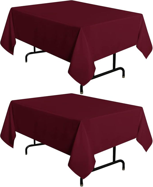 sancua 2 Pack Burgundy Tablecloth 54 x 54 Inch, Stain and Wrinkle Resistant Square Table Cloth - Washable Polyester Table Cover for Dining Tables, Buffet Parties and Camping