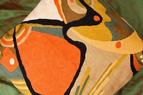 Kandinsky Modern Pillow Cover - Flow Orange Abstract Pillowcase Farmhouse Chair Cushion Contemporary Outdoor Pillowsham Couch Cushion Handmade Wool Size 18x18