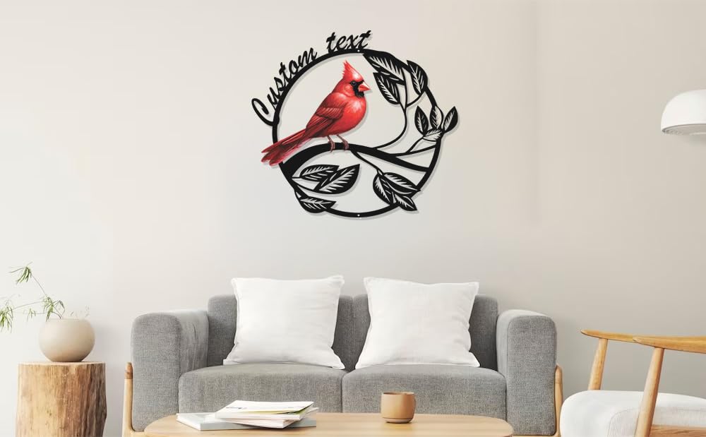 Personalized Name Garden Cardinal Metal Signs, Custom Family Name Yard Decor for Outdoor Outside, Cardinal Lawn Patio Stake Gardening Enthusiasts Grandmothers Gift