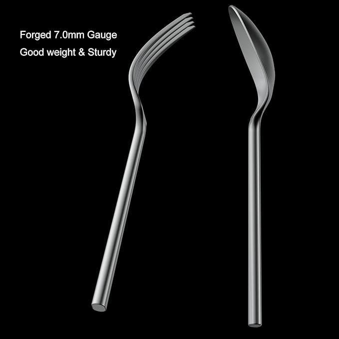 Alata Potter 20-Piece Forged Silverware Set, Service for 4 – Premium Stainless Steel Flatware Set, Modern Design with Satin Finish, Ideal for Home, Kitchen, Party, Camping