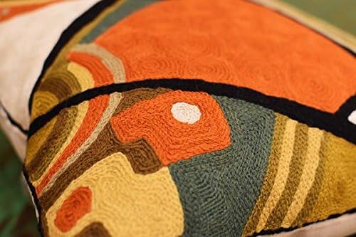 Kandinsky Modern Pillow Cover - Flow Orange Abstract Pillowcase Farmhouse Chair Cushion Contemporary Outdoor Pillowsham Couch Cushion Handmade Wool Size 18x18