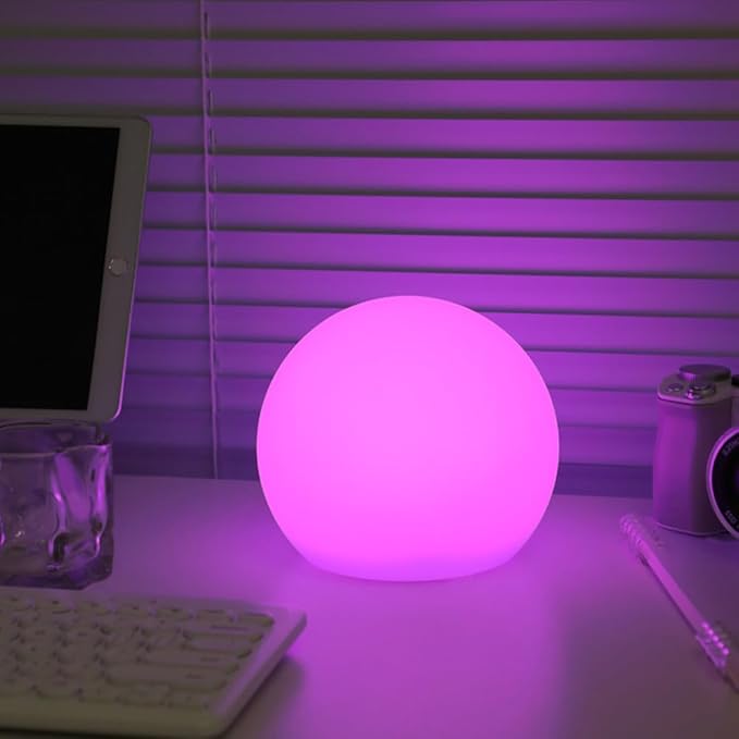 LED Globe Orb Light, 6-in LED Light Ball for Kid, 16 Dimmable Colors & 4 Modes Light Up Ball Mood Lamp w/Remote, Rechargeable Orb Night Lights Waterproof Outdoor Globe Lights for Home/Nursery/Party