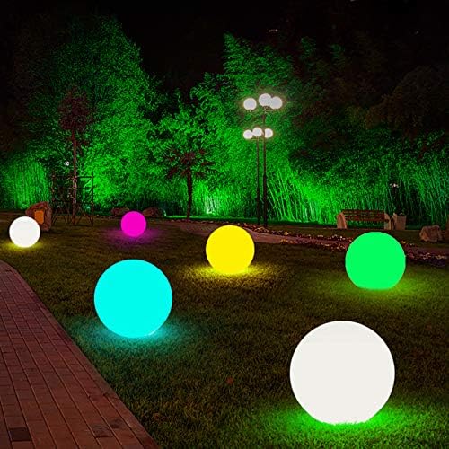 Globe Floor Lamp, 14-in Rechargeable LED Ball Light Globe Light w/Remote, Versatile Glowing Orb Mood Lamps Waterproof Outdoor Orb Lamp, Dimmable RGB Color Changing Light Up Ball for Home Garden Yard