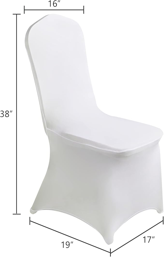 SUPERO Waterproof Spandex Chair Cover 50PCS, Stretch Dining Chair Covers, Polyester Outdoor Chair Covers, Protector Stretch Chair Cover for Party Universal, Banquet, Wedding Event, Hotel(White)