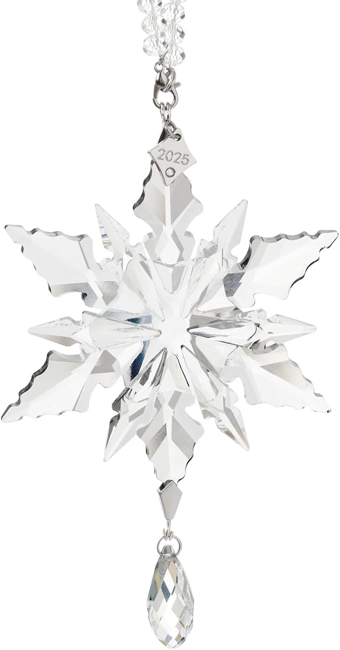 2025 Annual Christmas Ornaments Crystal Snowflake Star - Christmas Tree Ornaments Pendant Sun Catcher Home Hanging Decor (2025 White Crystal 3 Layers)