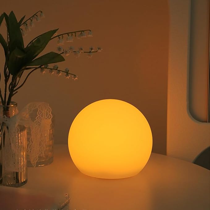 LED Globe Orb Light, 6-in LED Light Ball for Kid, 16 Dimmable Colors & 4 Modes Light Up Ball Mood Lamp w/Remote, Rechargeable Orb Night Lights Waterproof Outdoor Globe Lights for Home/Nursery/Party