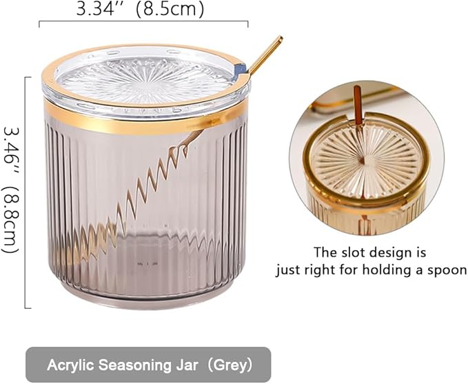 Acrylic Condiment Spice Jars,Condiment Spice Box With Lids and Spoons and Tray,Clear Plastic Condiment Canisters,Seasoning Box 6 Pack,Seasoning Box Set for Kitchen to Storage Salt,Paprika,Sugar