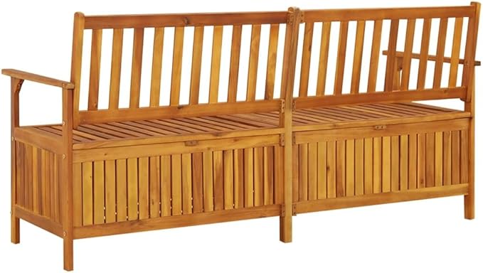 vidaXL Stable Solid Acacia Wood Storage Bench - Weather-Resistant Wooden Patio Furniture with Ample Storage Space & Comfortable Seating