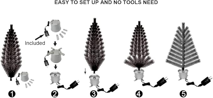 32 inch Green 5-Layer LightShow Small Fiber Optic Christmas Tabletop Tree with Gold Pot and Adaptor