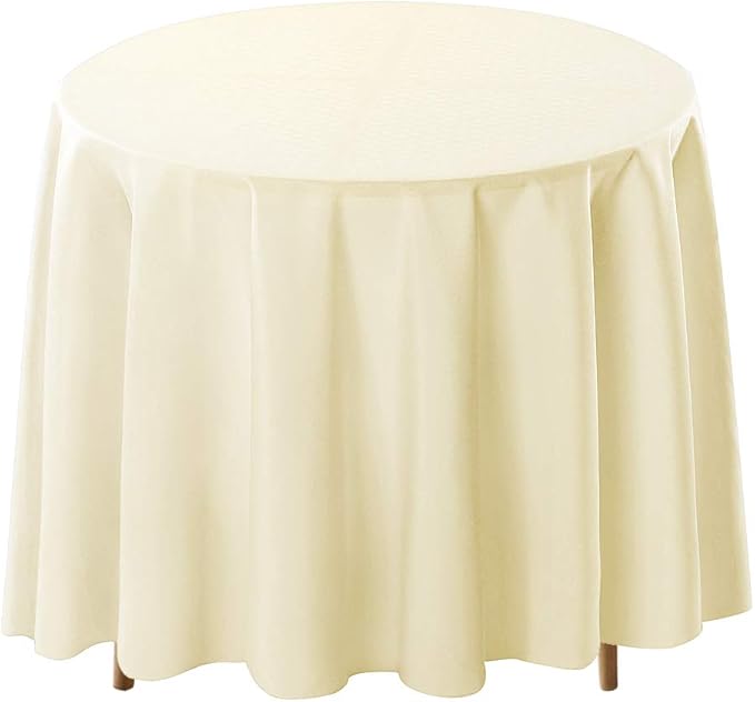 Surmente Ivory Tablecloth for Round Tables, 120-inch Round Table Cloths for Weddings, Banquets, or Restaurants