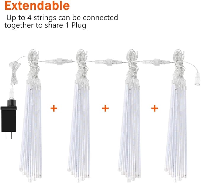 Christmas Lights Meteor Shower Rain Lights, 10 Tube 12 inch 240 LEDs Icicle Lights Outdoor Raindrop Lights for Xmas Halloween Wedding Party Tree Holiday Decoration, Blue