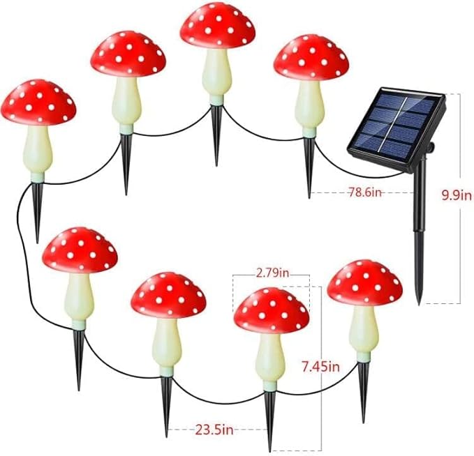 8-Pack Red Solar Mushroom Lamp, 8 Modes, Outdoor Waterproof, for Garden Decor, Christmas, Halloween, Yard, Lawn