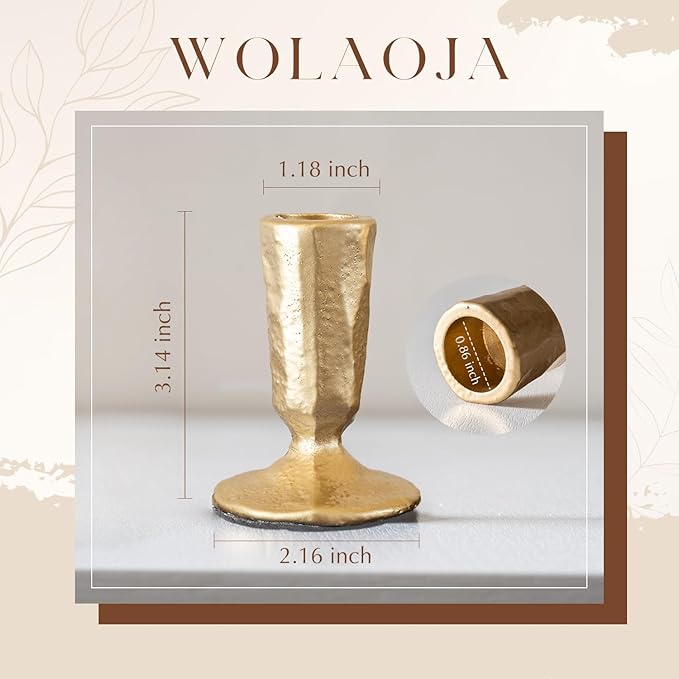 Candle Sticks Holder Decor, Set of 2 Vintage Gold Candle Holders, Modern Decorative Tapered Candlestick Holders Centerpiece for Dining Table Centerpiece, Wedding, Party Decor