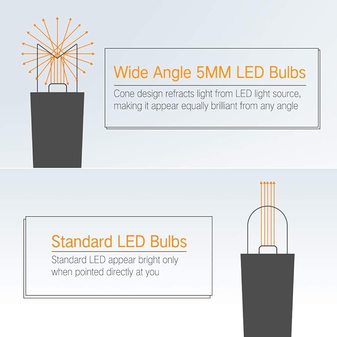 Brizled Orange Halloween Lights, 33ft 100 LED 5mm Wide Angle Orange Halloween String Lights, 120V UL Certified Connectable Mini Amber Light String for Tree Party Home Indoor Outdoor Decor, Black Wire