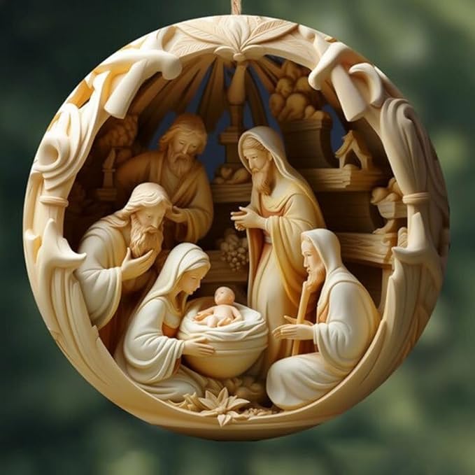 6 Pack Nativity Scene Ornaments - 3.15'' Diameter & Gifts Boxed Keepsake | Christmas Tree Nativity Scene Hanging Ornaments, The Birth of Jesus Decor, Religious Gifts for Christian & Family