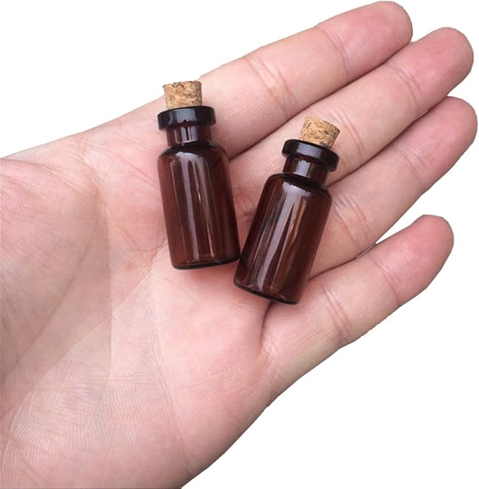 12units 2ml Glass Amber Vials with Cork Empty Small Brown Tiny Glass Jars Mini Glass Bottles Vials Jars (12, 2ML)