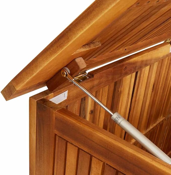 vidaXL Outdoor Storage Box, [Load Capacity Gallon] Deck Box with Gas-Lift Lid, Storage Chest with Water-Resistant Zippered Bag Inside, 68.9''x19.7''x22.8'', Solid Acacia Wood