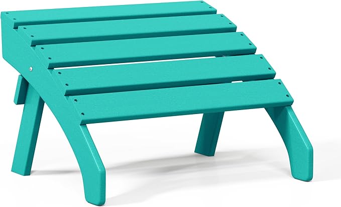 WestinTrends Dylan Outdoor Patio HDPE Adirondack Ottoman Footrest, Turquoise