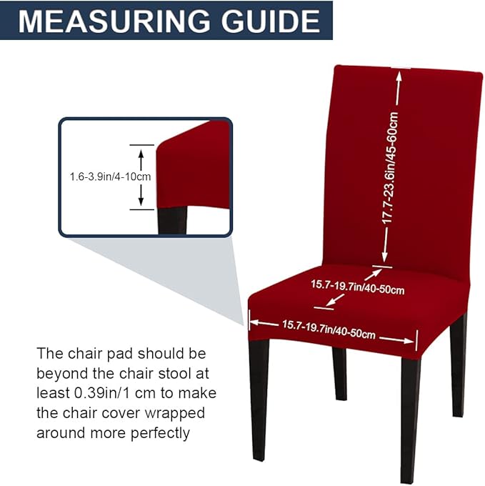 JQinHome 4 Pcs Dining Chair Slipcover, High Stretch Removable Washable Chair Seat Protector Cover for Home Party Hotel Wedding Ceremony