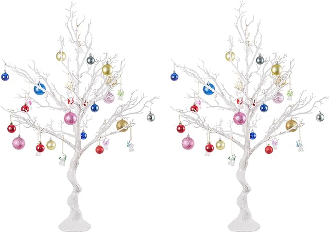 NUPTIO Artificial Christmas Tree Branch: 3.44 feet Tall White Manzanita Tree Halloween Centerpiece Wedding Centerpieces for Tables - Decorative Ornament Display Tree Branches for Weddings (2 Pc)