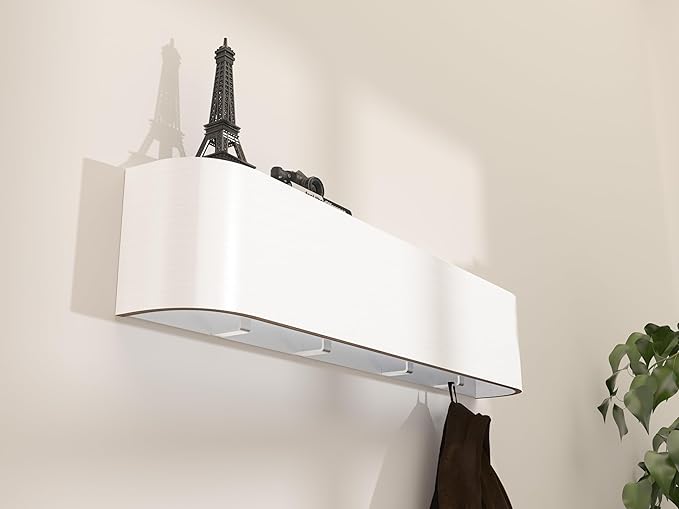 OLEEK Wall Mounted Coat Rack with Shelf - Wall entryway Shelf with Hooks - entryway Hooks - Modern Coat Rack - Wooden Mount for Home Decor - Jacket Hanger