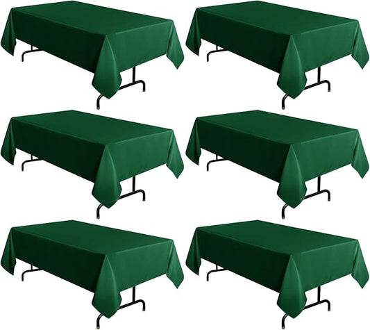 sancua 6 Pack Hunter Green Tablecloth 60 x 102 Inch, Rectangle 6 Feet Table Cloth - Stain and Wrinkle Resistant Washable Polyester Table Cover for Dining Tables, Buffet Parties and Camping