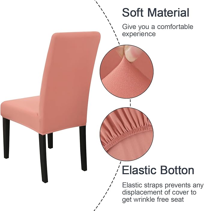 JQinHome Terra Cotta Chair Covers for Dining Room Set of 2, High Stretch Removable Washable Parsons Chair Slipcover for Home Party Hotel Wedding Ceremony (2PCS,Terra Cotta)