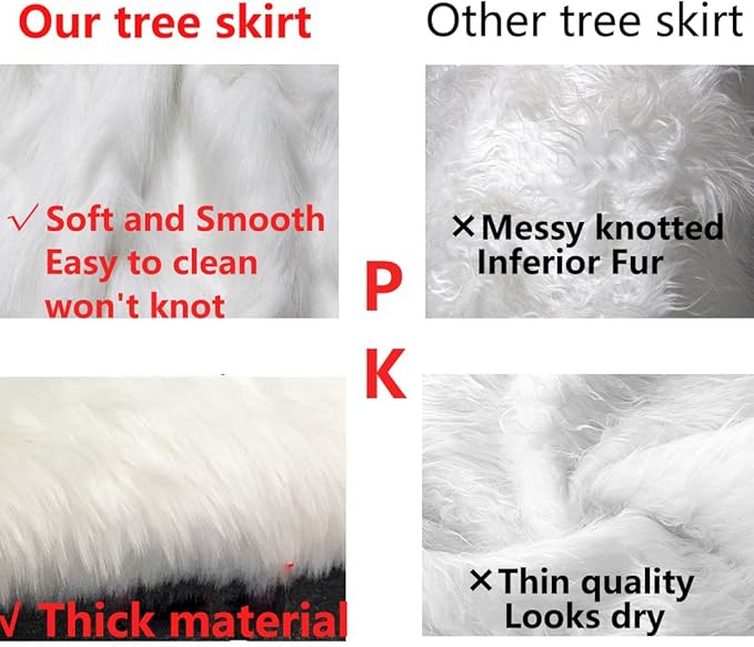 AISENO 60 Inch Christmas Tree Plush Skirt Decoration for Merry Christmas Party Faux Fur Christmas Tree Skirt Decorations