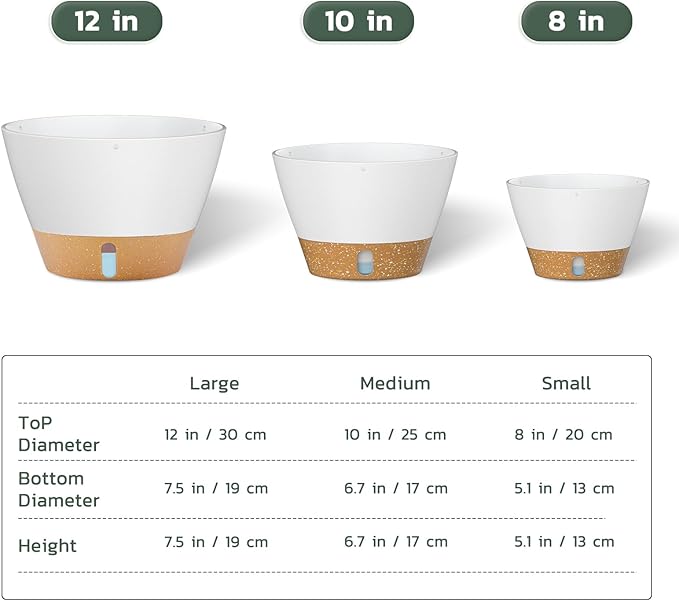 ZMTECH 10 Inch Hanging Planters for Outdoor Plants, Hanging Pots for Plants Indoor with Visible Water Level, Hanging Flower Basket with Drainage Holes & Removable Tray(2 Pack, White)