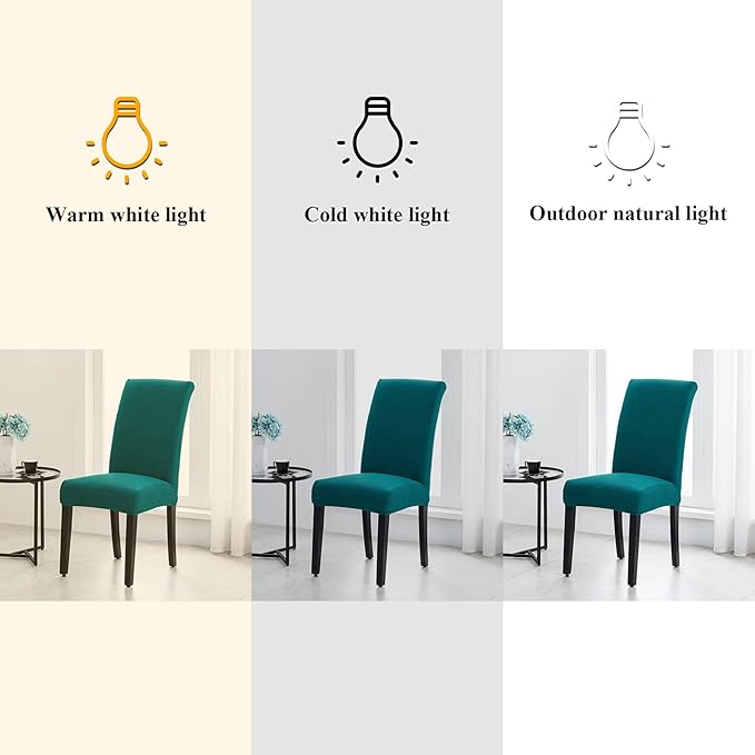 Joccun Chair Covers for Dining Room Set of 6, Dining Chair Slipcovers Stretch Dining Room Chair Covers Seat Protector,Washable Parsons Chair Cover for Home,Banquet(Peacock Blue,6 Pack)