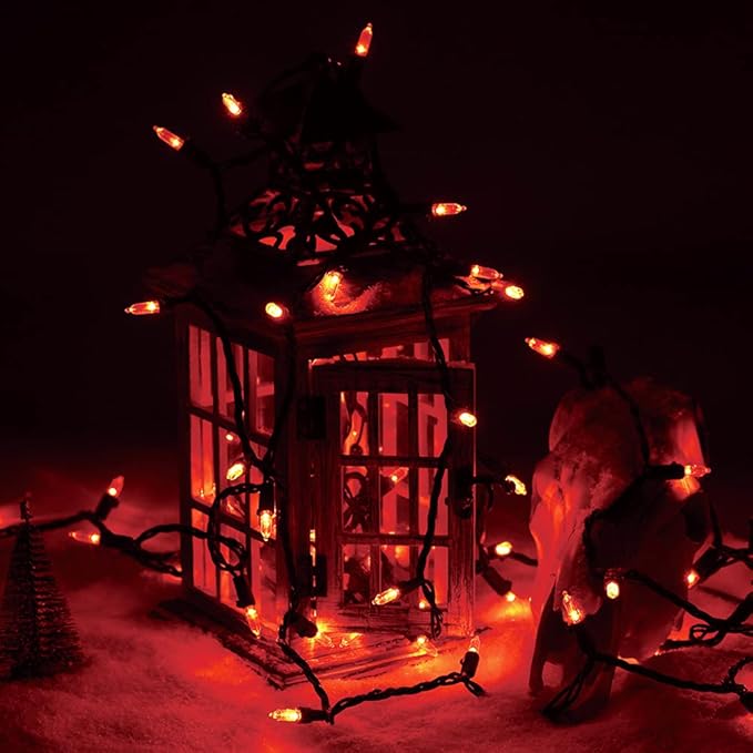 Brizled Orange Halloween Lights, 33ft 100 LED Halloween String Lights, 120V UL Certified Connectable Orange Light String Mini Tree Light Black Wire for Indoor & Outdoor Party Christmas Tree Decoration