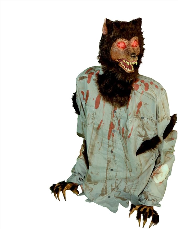 Haunted Hill Farm Howler by Tekky, Battery-Operated, Motion and Sound Activated Animatronic Werewolf with Sound Effects and Lights for Indoor or Covered Outdoor Creepy Halloween Decoration