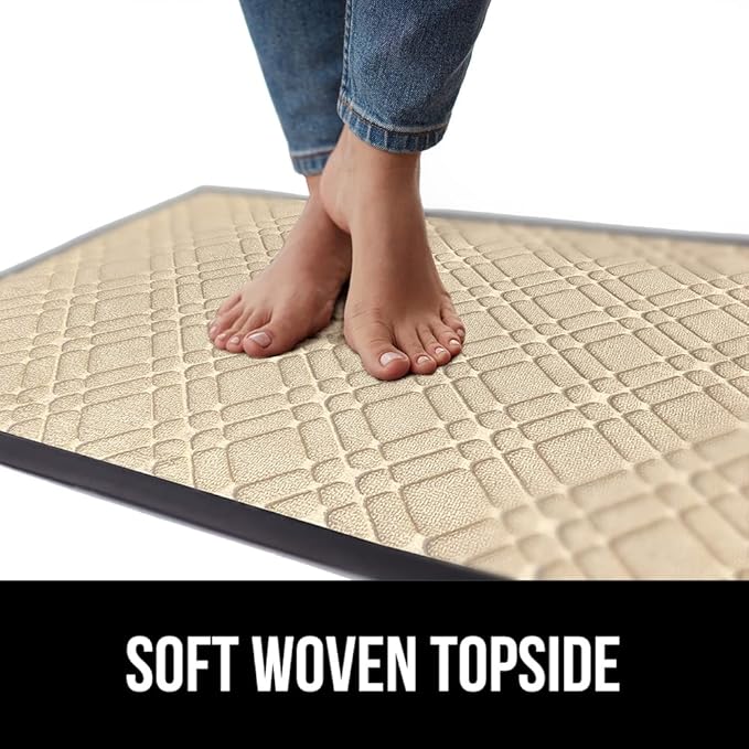 GORILLA GRIP 100% Waterproof All-Season WeatherMax Doormat US Designed Natural Rubber, Stain and Fade Resistant, Low Profile Indoor Outdoor Door Mats, Easy Clean Patio Mat, 17x29, Modern Latte